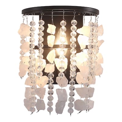 1 - Light Contemporary Wall Sconce with Crystal and Stone Embellishments - Matte black