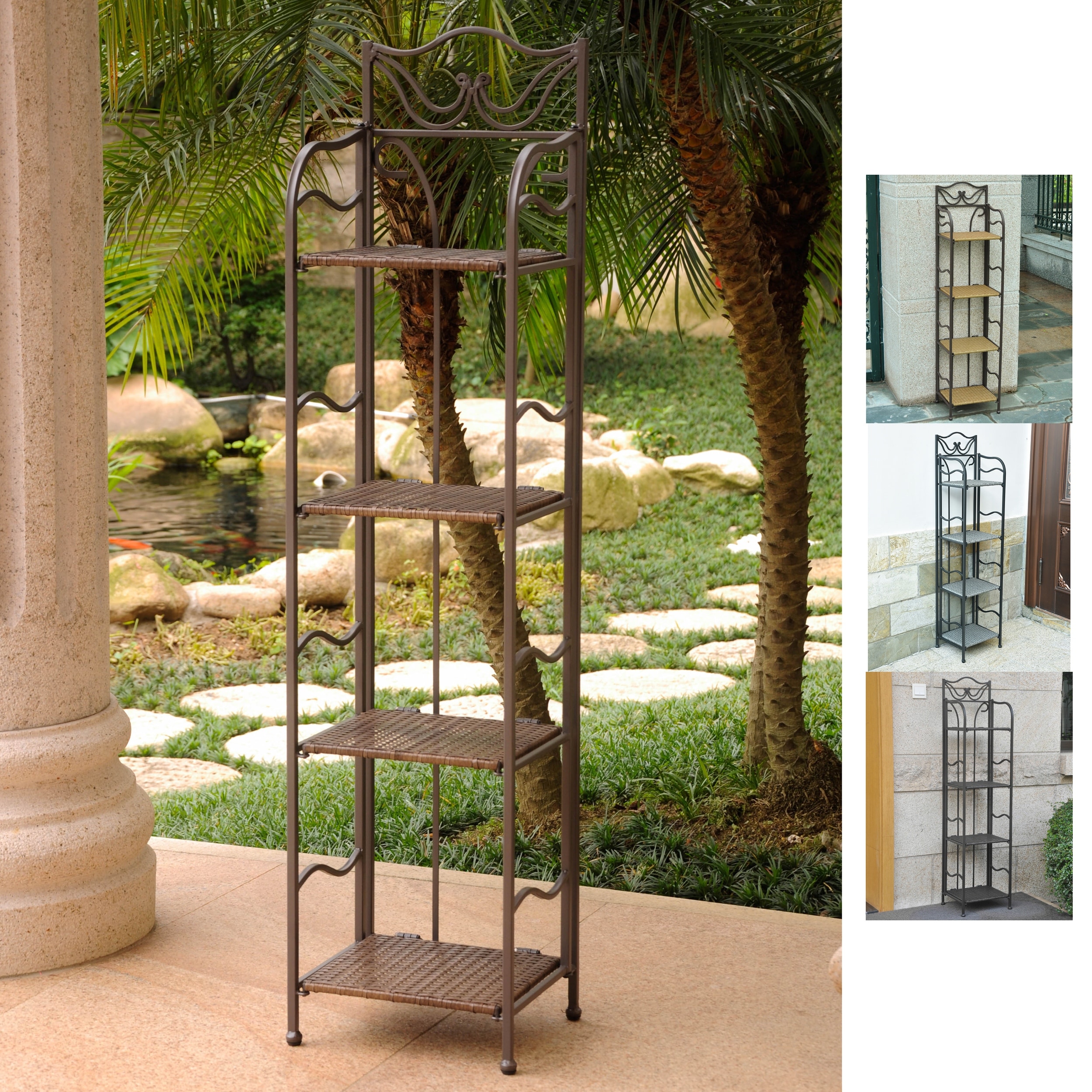 Valencia Indoor/Outdoor Steel/Resin Wicker Plant Shelf - On Sale