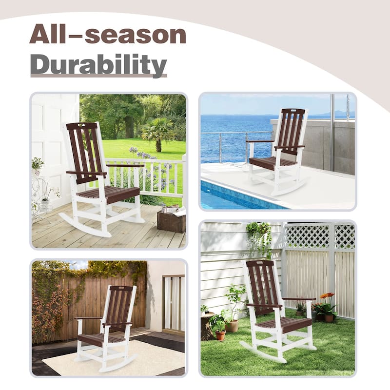 Aoodor Outdoor Rocking Chair, Ergonomic HDPE Rockers with All-Weather Design for Patio or Porch - N/A