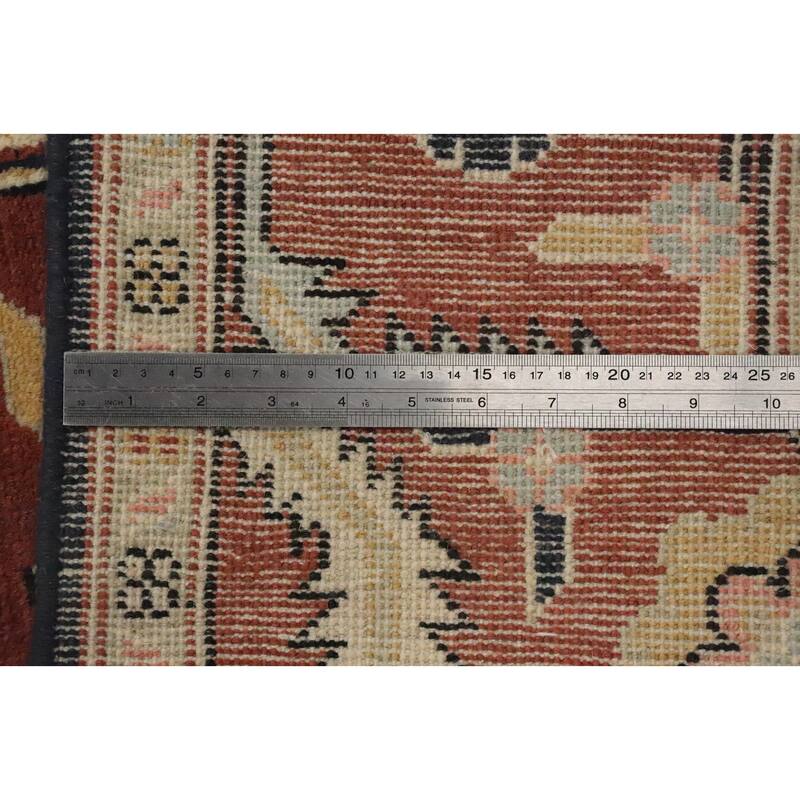 Hand Knotted Oriental 100% Wool Carpet Traditional Medallion Oranges & Rust Heriz (serapi) Area Rug - 8' 11'' X 6' 1''