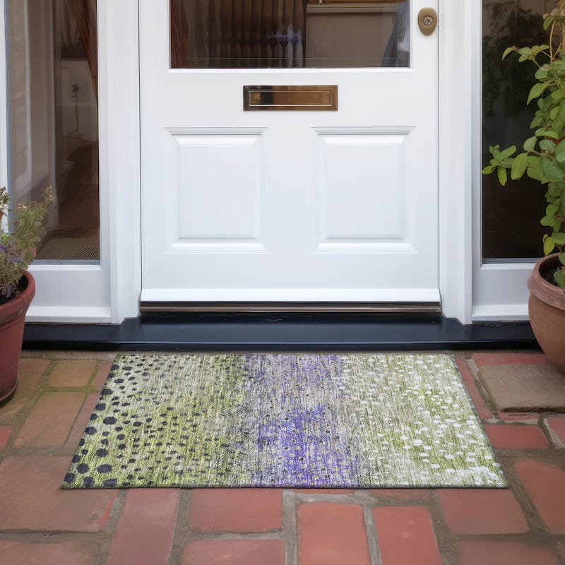 Machine Washable Indoor/ Outdoor Abstract Modern Chantille Rug