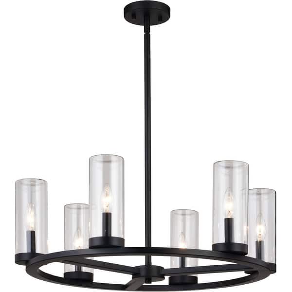 slide 2 of 11, Vaxcel Lighting H0290 Grantley 6 Light 26" Wide Ring Chandelier Matte Black