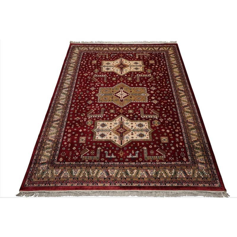 9x11'9'' Hand Knotted New Zewland Wool Burgundy Silky Sheen Area Rug - 9' x 11' 9''