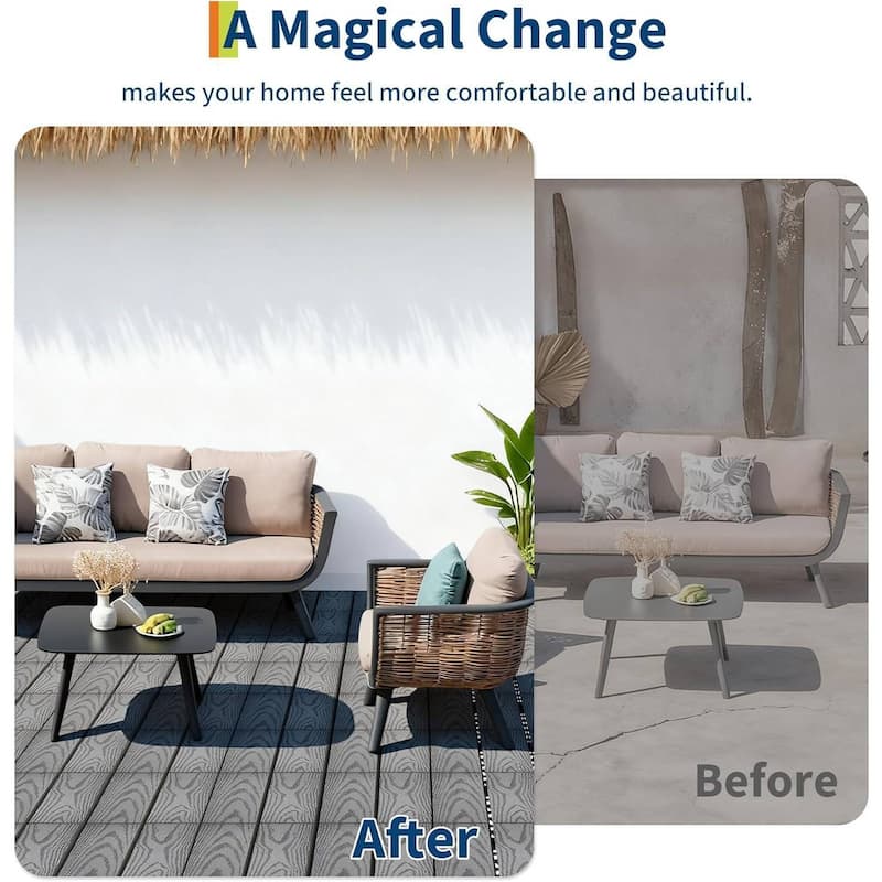 48-Pack 12"X12" Waterproof Interlocking Patio Flooring Composite Deck Tiles for Indoor & Outdoor Use