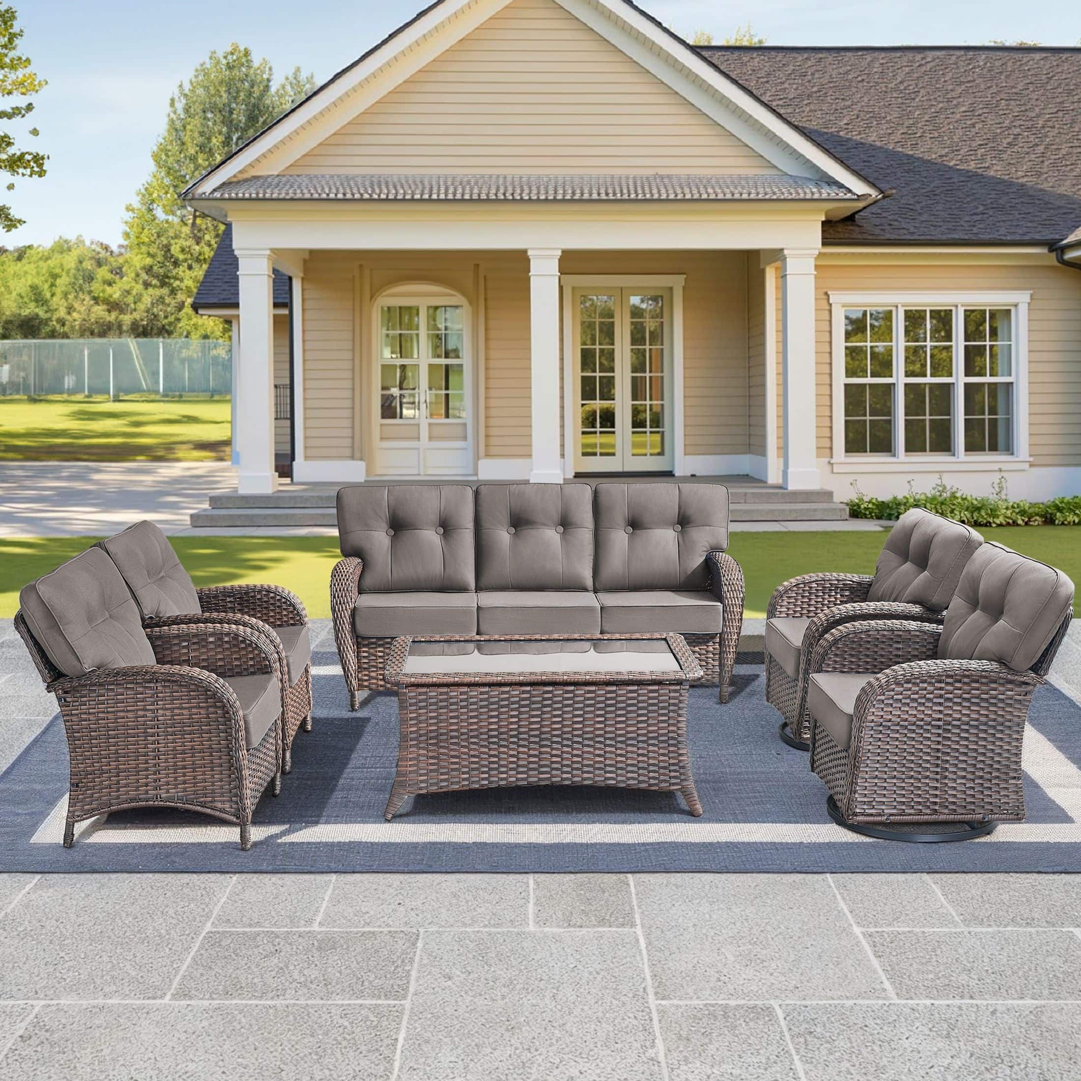 Option Brown Wicker & Gray cushion