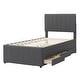 preview thumbnail 13 of 16, Contemporary Upholstered Twin Platform Bed with Trundle and Drawers