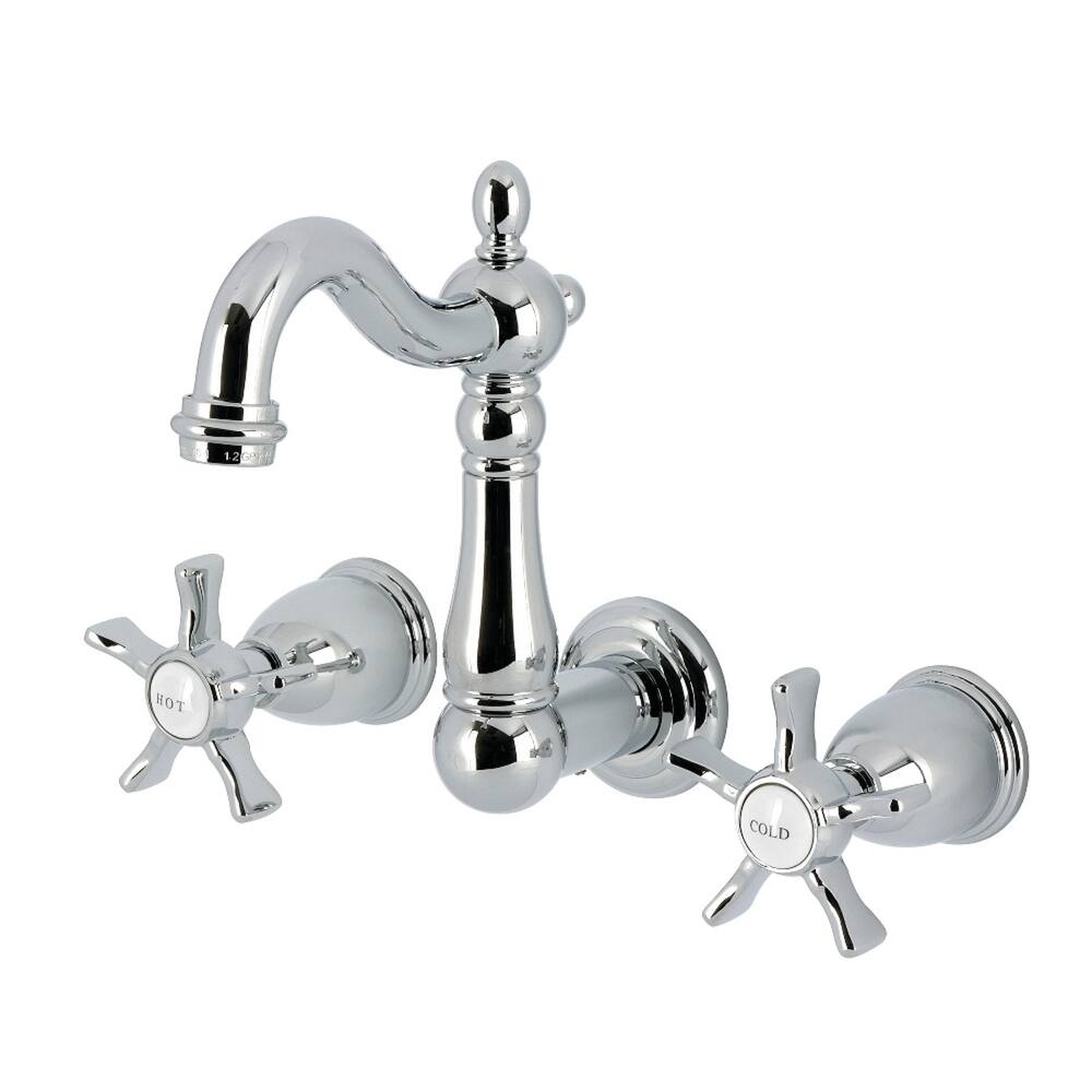 Kingston Brass Hamilton Double-Handle Wall Mount Bathroom Faucet