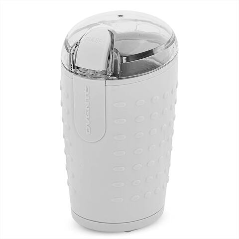 Ovente Electric Small Coffee Grinder 2.5 Ounce Storage, Portable & Compact 150 Watt with Stainless Steel Blade, White CG225W