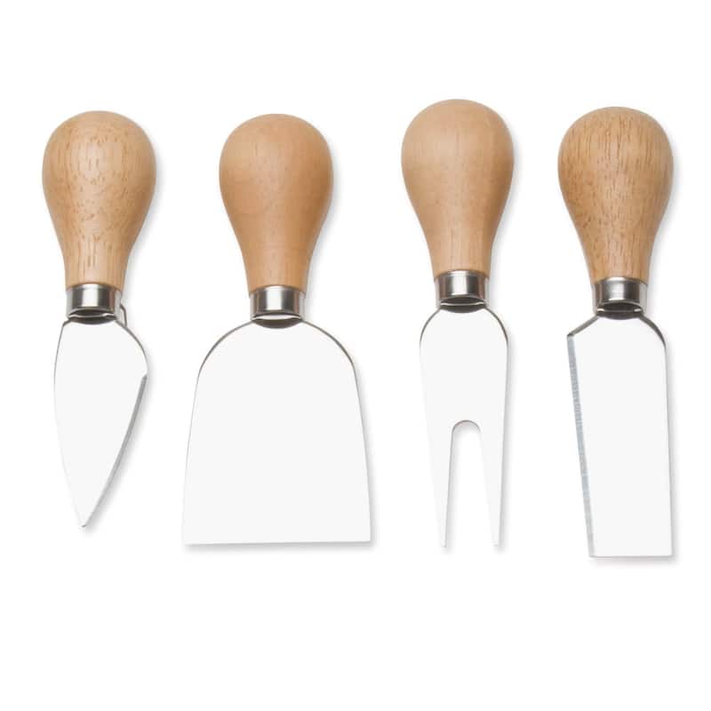 Natural Handled Cheese Serving Utensils - Stainless Steel Forks, Dishwasher Safe, 4.5" Long, Everyday Use