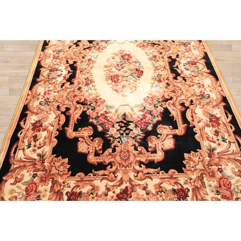 6x9 Hand Knotted Wool Ivory French Aubusson Savonnerie Botanical 300 KPSI Rug - 6' x 9'