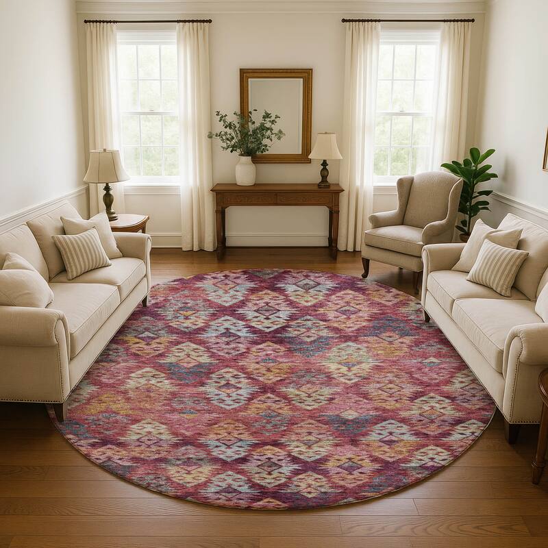 Premium Washable Super Soft Boho Medallions Mayfield Rug - Paprika - 8' x 8'