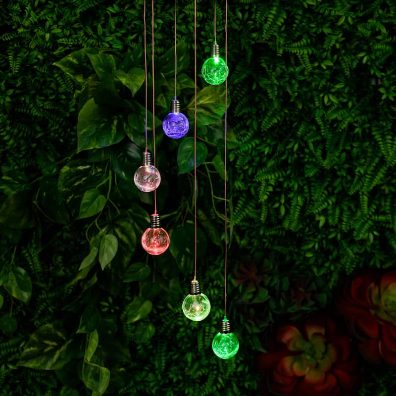 Alpine Corporation RGG644SLR-CC 21/28" Solar Hanging Light - Outdoor LED Hanging Mobile, Garden Lighting, Lawn & Patio Decor