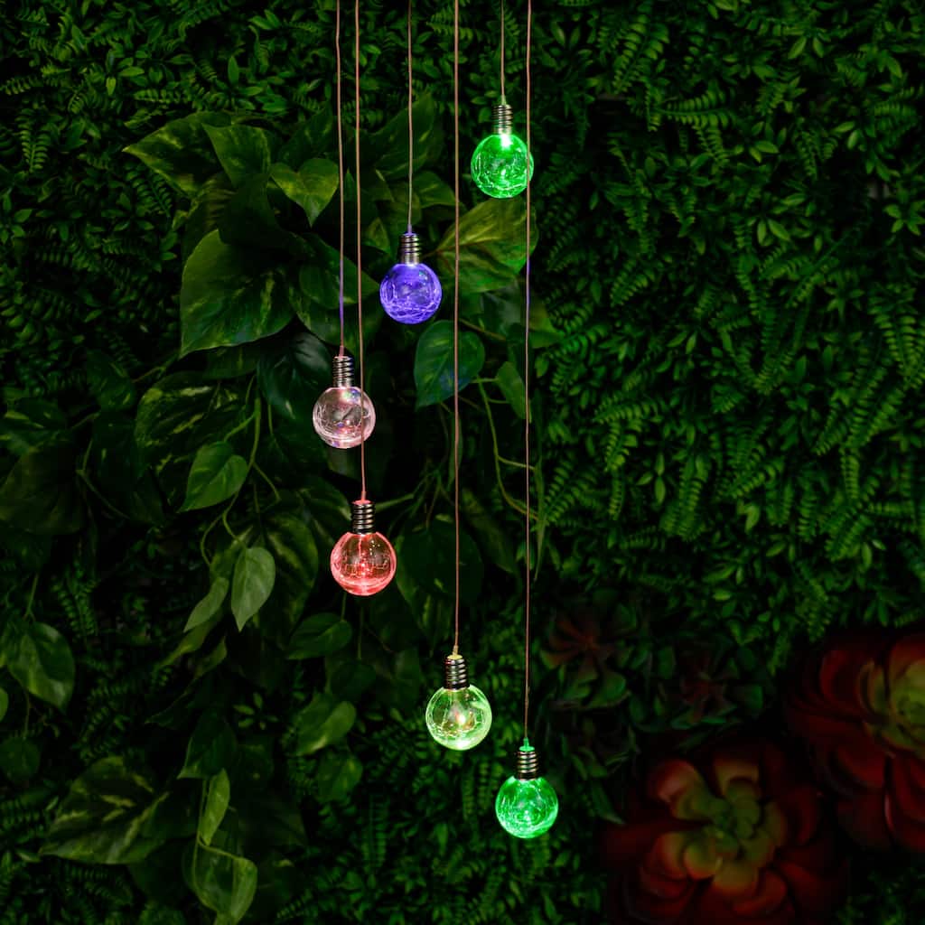 Alpine Corporation RGG644SLR-CC 21/28" Solar Hanging Light - Outdoor LED Hanging Mobile, Garden Lighting, Lawn & Patio Decor