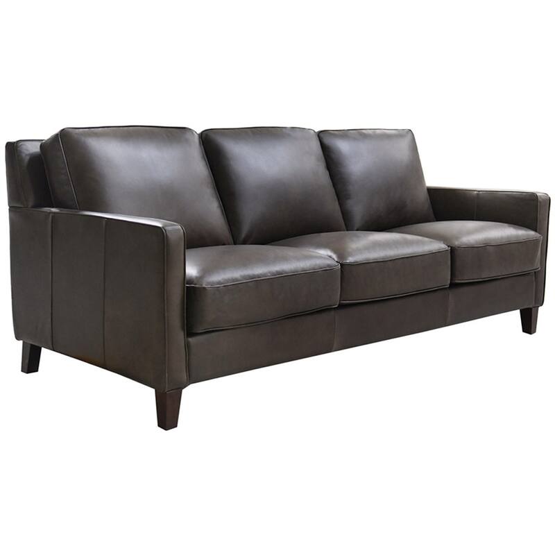 Hydeline Ashby Top Grain Leather Sofa With Feather, Memory Foam and Springs