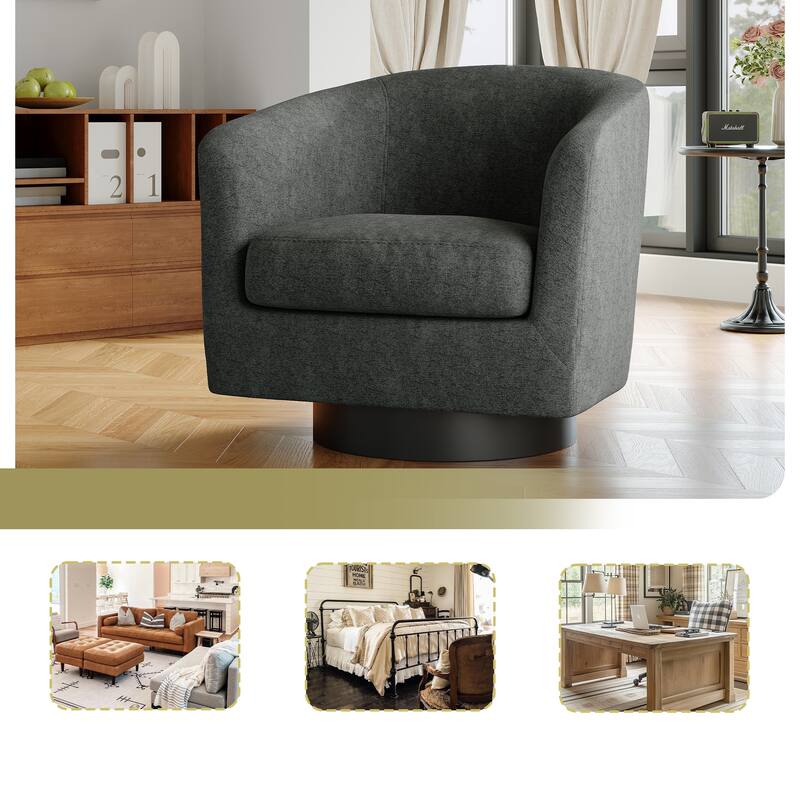 Modern Upholstered Barrel Chair Swivel Accent Chair for Living Room