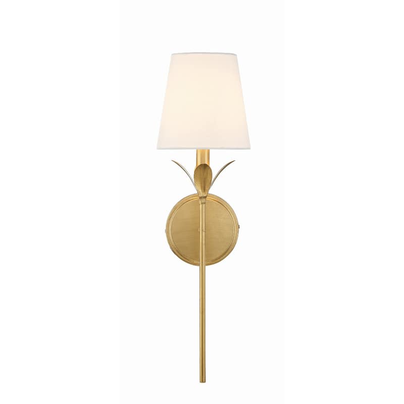 Broche 1 Light Antique Gold Wall Mount - 6"W x 21"H x 7.25"D - 6"W x 21"H x 7.25"D
