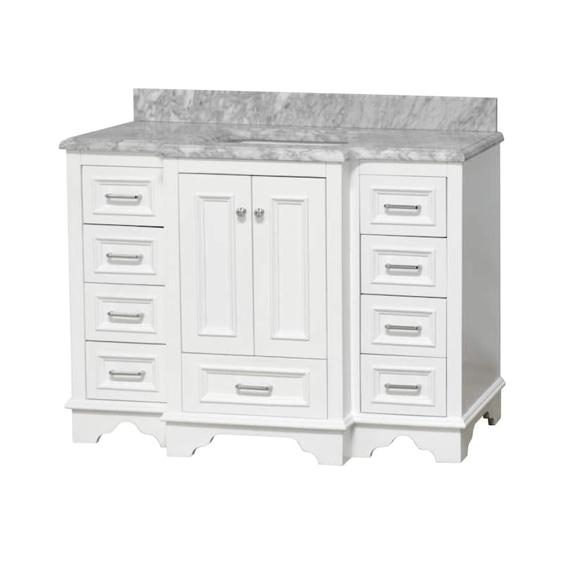 KitchenBathCollection Nantucket 48" Bathroom Vanity with Carrara Marble Top