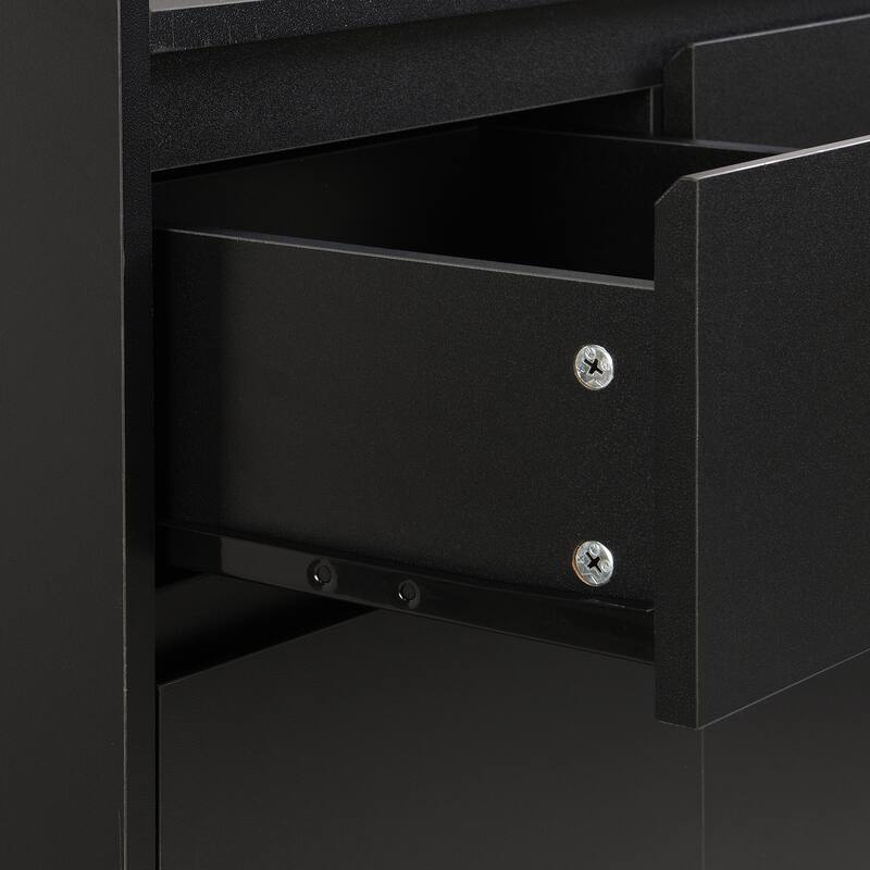 Sleek Contemporary Shoe Cabinet with Adjustable Shelves and Solid Wood Legs - 55.1" W × 13.8" D × 39.4" H