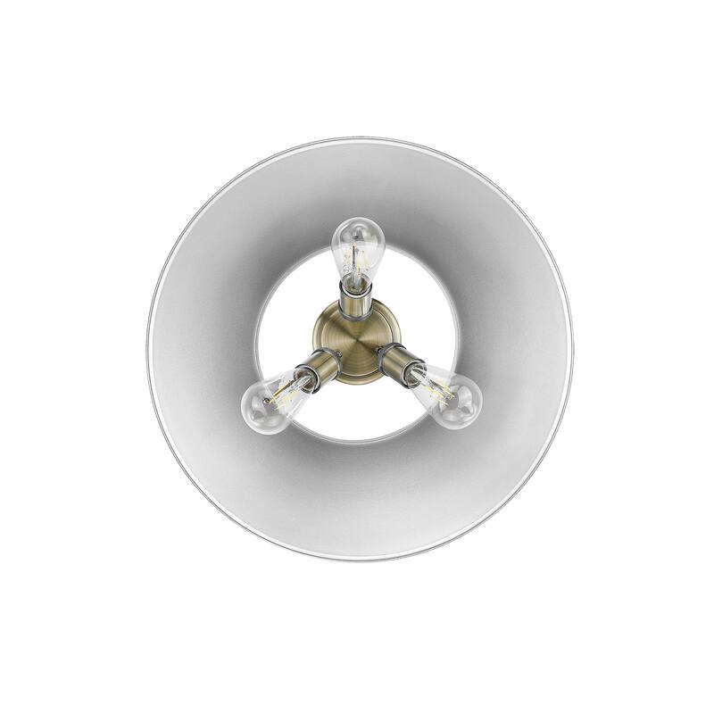 Yep by Golden Lighting Orwell 3-light Flush Mount in Aged Brass and Pewter shade - Gold