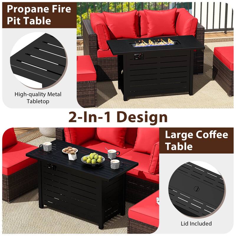 Costway 5 PCS Patio Furniture Set Heavy-duty Frame Rattan Sofa Set - See Details