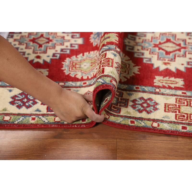 Red Kazak Foyer Rug Hand-Knotted Bedroom Wool Carpet - 2'9"x 4'3"