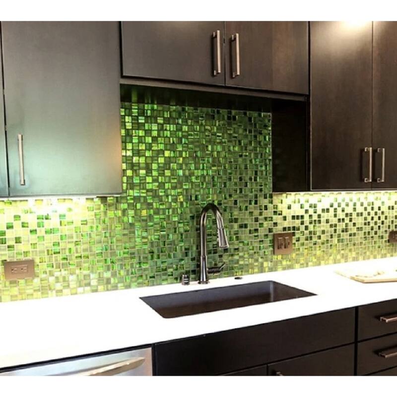 Apollo tile 11" x 11" Nirvana Glossy Matte Emerald Green Glass Tile (4.43 sq ft/case) - 5 Pack