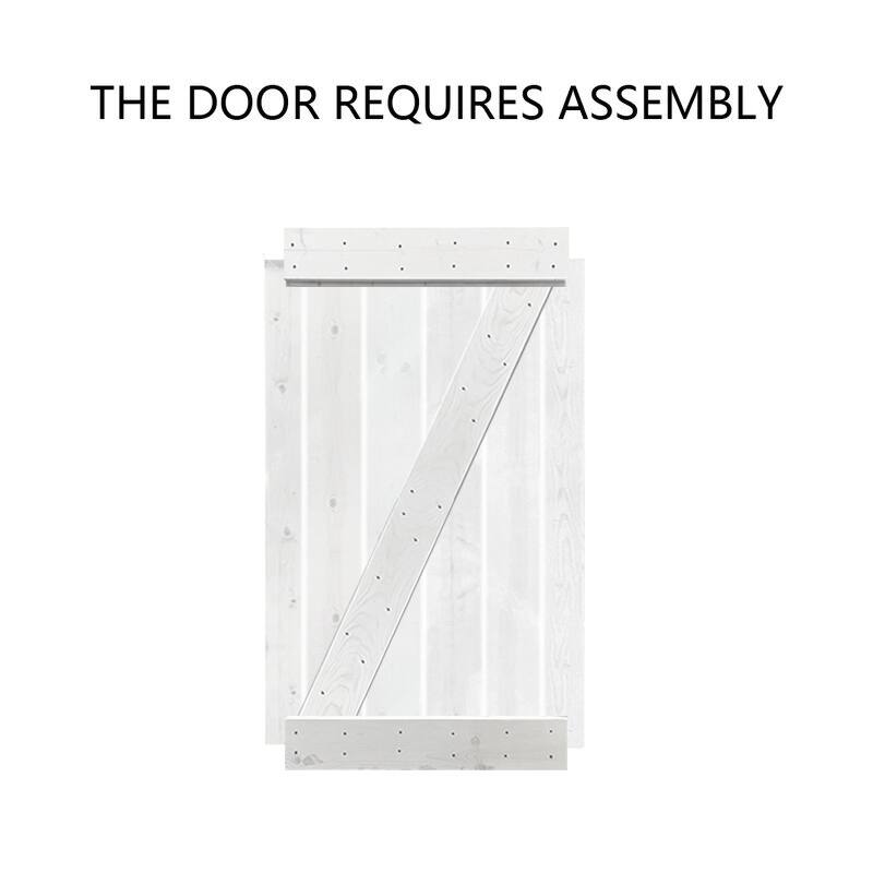 CALHOME Z Bar Series Solid Pine Wood Sliding Barn Door w/ Hardware Kit