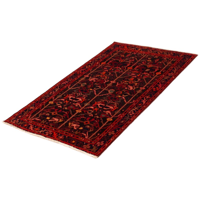 ECARPETGALLERY Hand-knotted Andelz Black, Red Wool Rug - 4'4 x 7'0