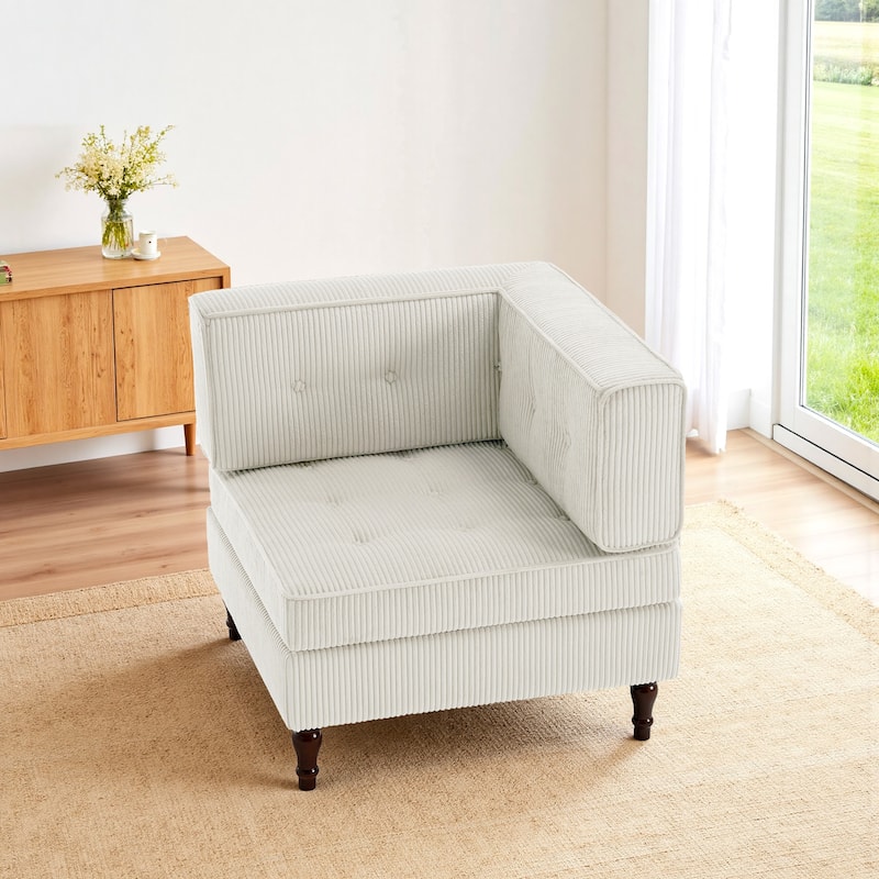 32.57" W Upholstered Corduroy Corner Accent Chair