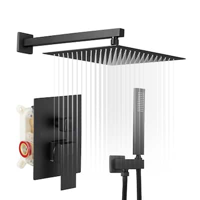 Matte Black 1-handle Square Shower Faucet Shower System - 15.75"*12"