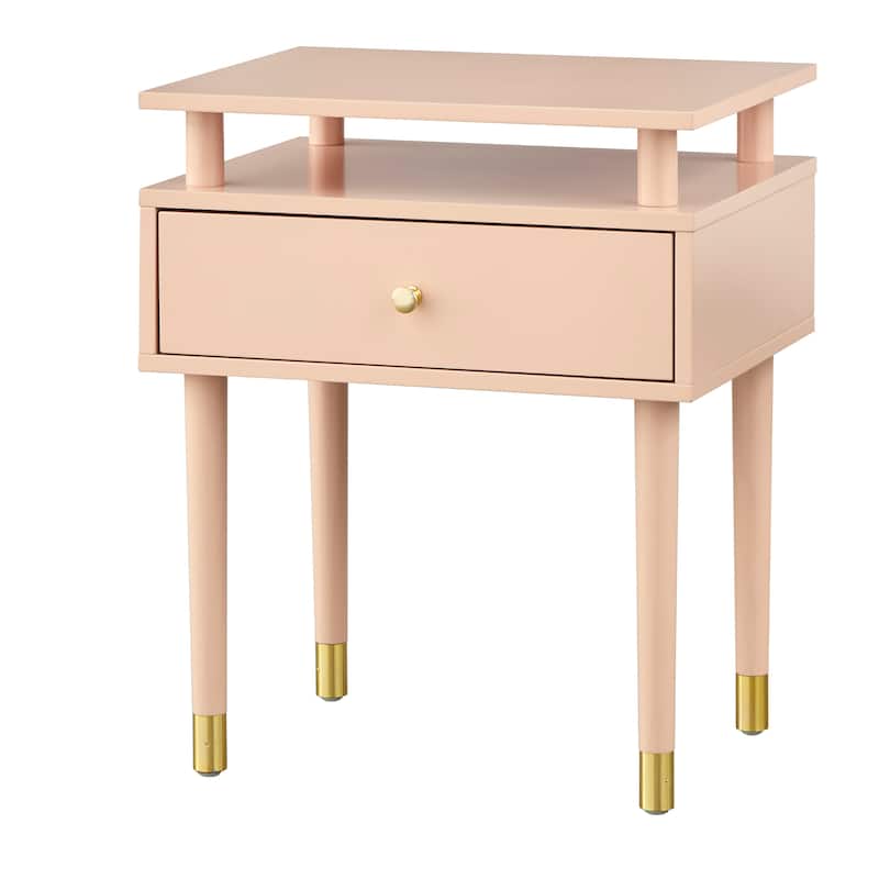 Simple Living Margo Mid-Century One Drawer Side Table - Blush Pink