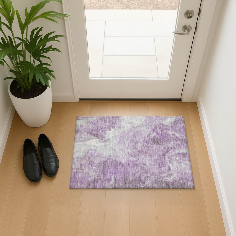 Premium Washable Super Soft Modern Chic Mayfield Rug - Lavender - 1'8" x 2'6"