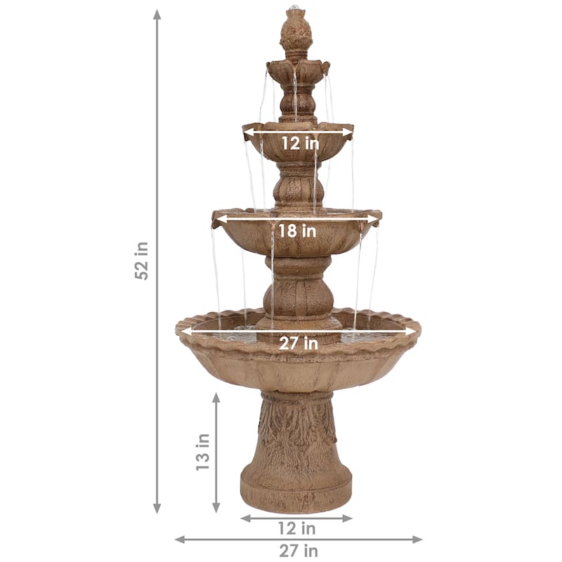 4-Tier Electric Pineapple Water Fountain Lightweight - Choose Color