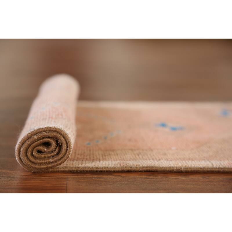 Hand Knotted Oriental 100% Wool Carpet Transitional Medallion Coral Anatolian Runner Rug - 2' 9'' X 1' 4''