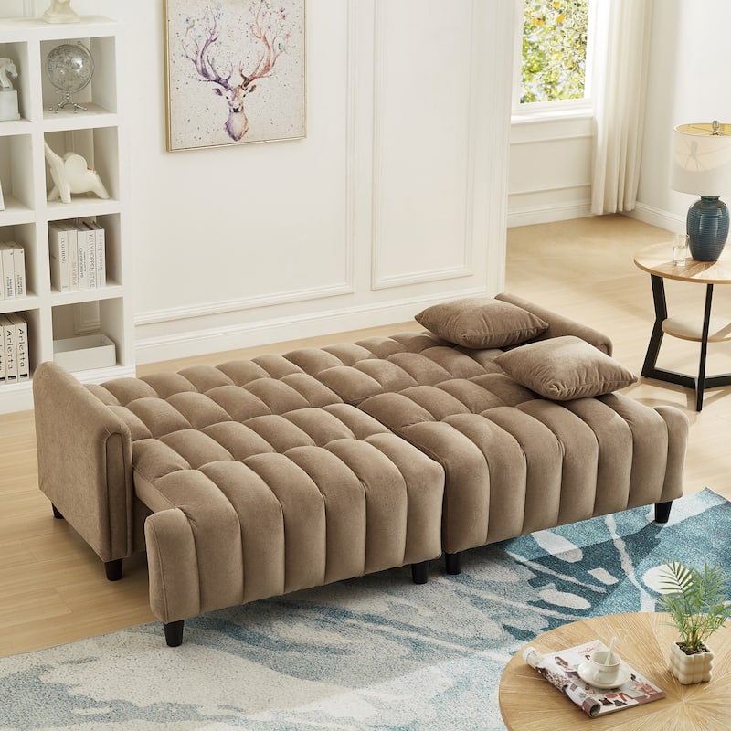 Futon Couch Sofa Bed with Pillows, Convertible Sleeper Sofa with Adjustable Backrest, Loveseat Sleeper Daybed
