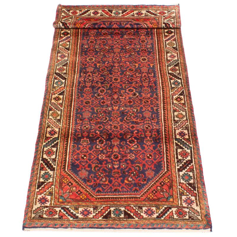 ECARPETGALLERY Hand-knotted Andelz Navy Wool Rug - 3'7 x 11'0