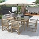 preview thumbnail 1 of 37, 7 Pcs Outdoor Patio Dining Table and Chair Set, All-Weather Patio Furniture Set, Dining Table with Umbrella Hole and 6 Chairs Light Teak