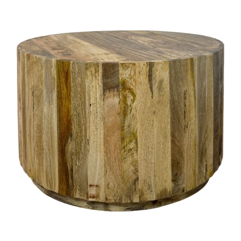 Harrison Groove Coffee Table - Elegant Round Solid Wood Top Side Table