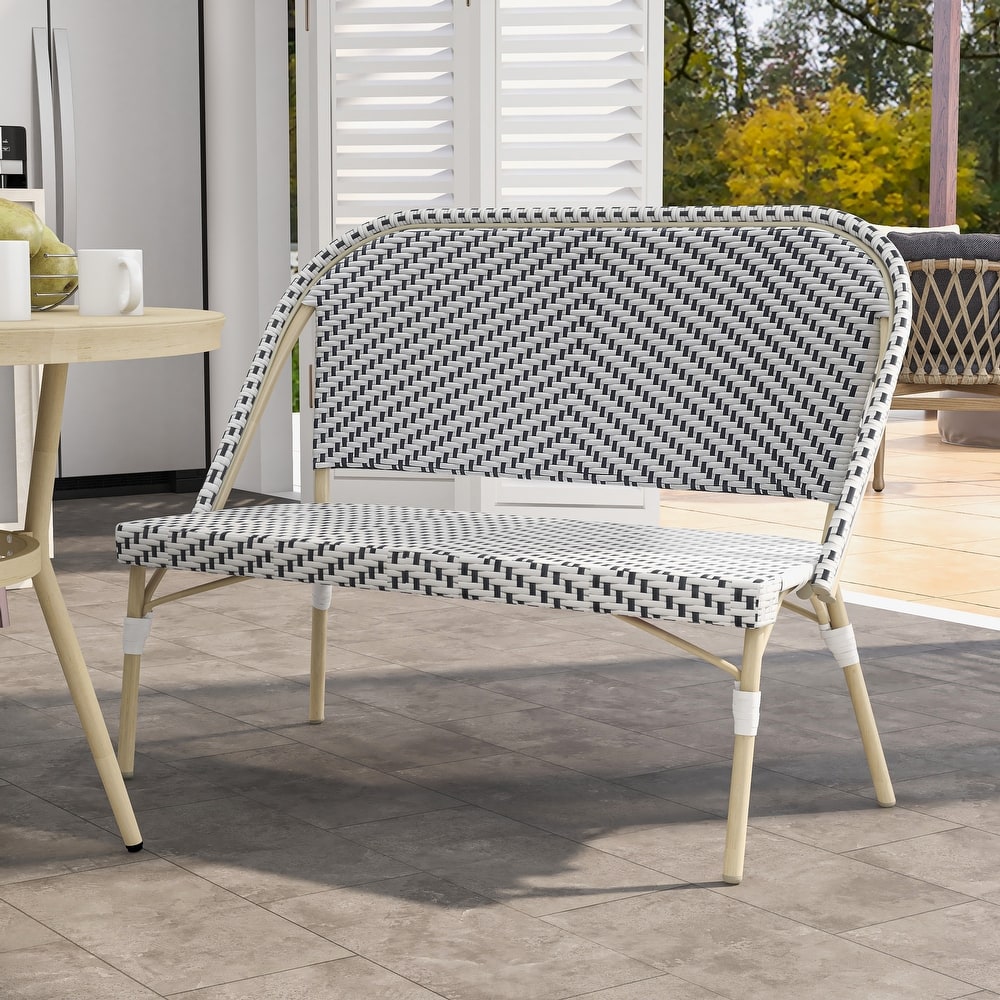 Ariel Beach Natural Tone Aluminum Patio Bench by Furniture of America