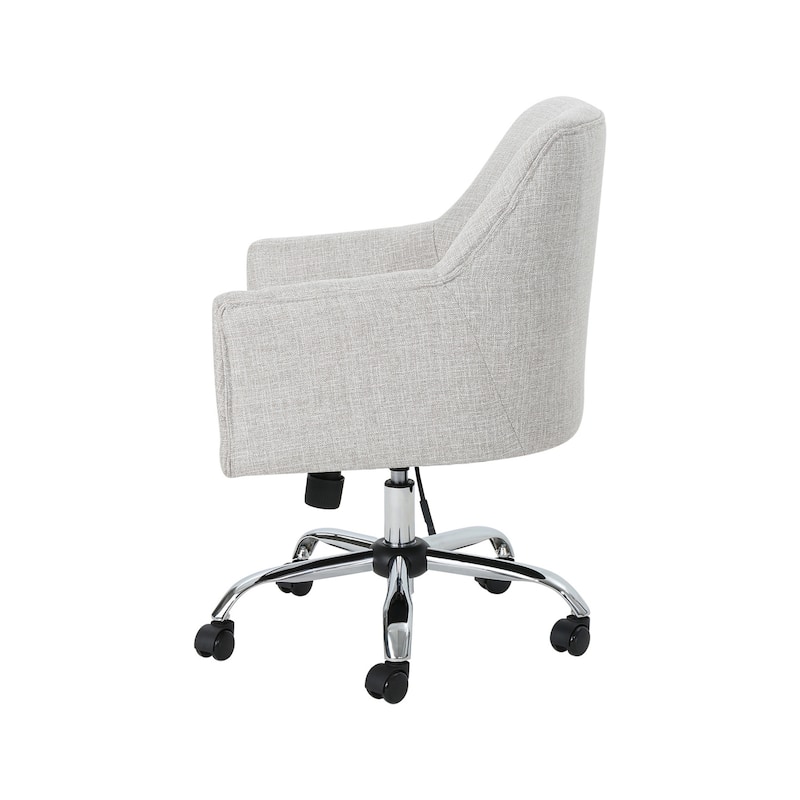 Heza Swivel Office Chair, Rolling, Light Gray Fabric, Chrome Metal