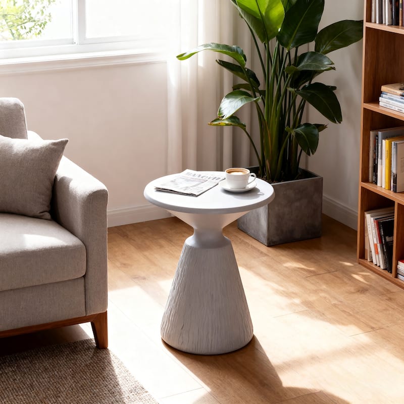 DrumTable Cement Outdoor End Tables for Patio indoor and Outdoor