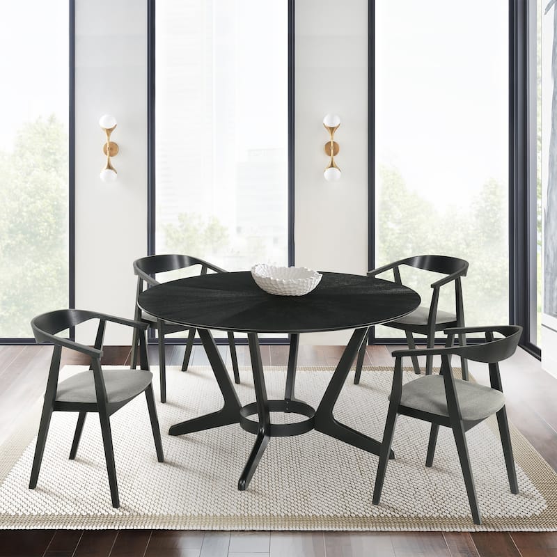 Santana 5 Piece Round Wood Dining Set