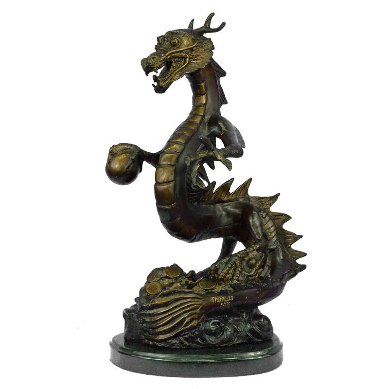 Original Limited Edition Signed Dragon By Thomas Bronze Sculpture Marble Statue