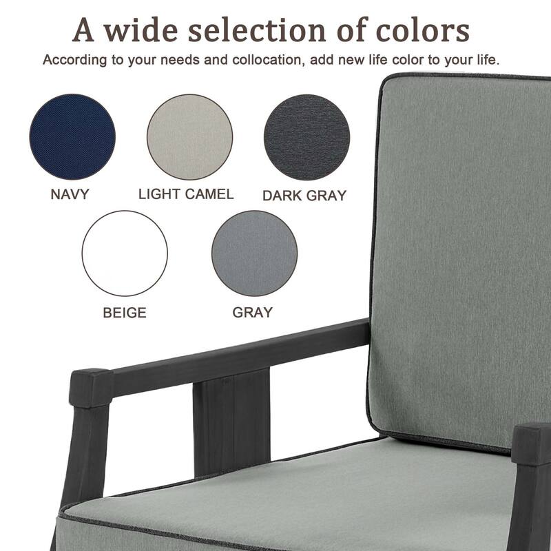 Set of 2 Outdoor Teak Wood Armchairs with Cushions, Patio Club Chairs