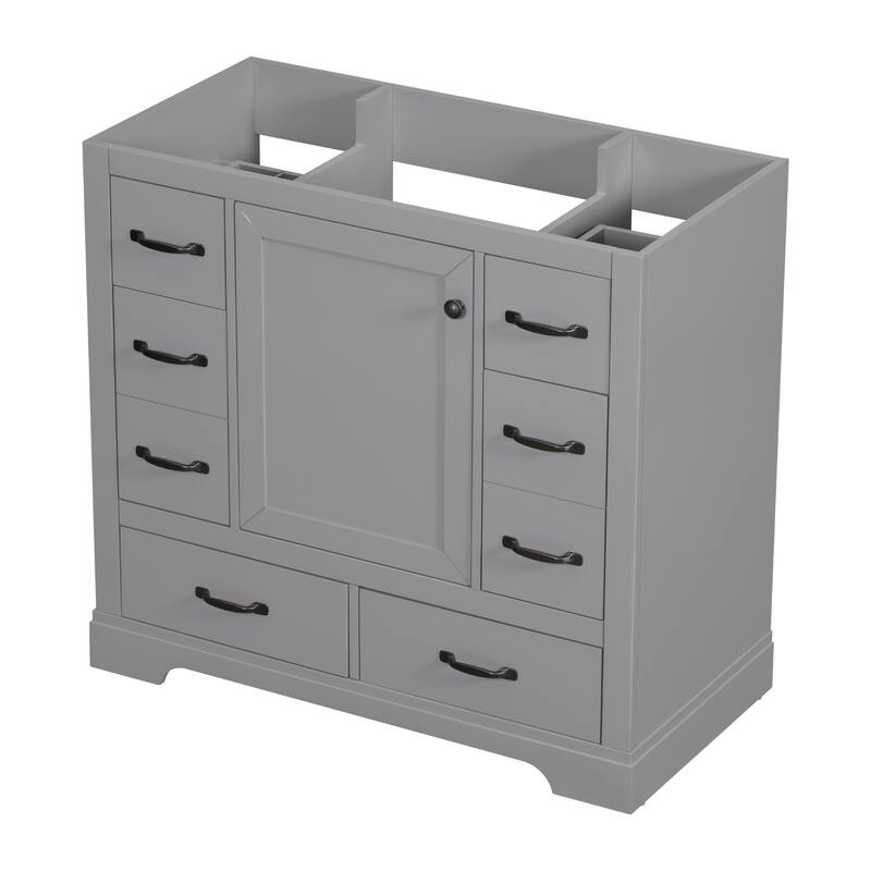 Freestanding Green Bathroom Cabinet Base - Ample Storage, Multi-Functional Drawers, Sink Not Included - 35.5in L