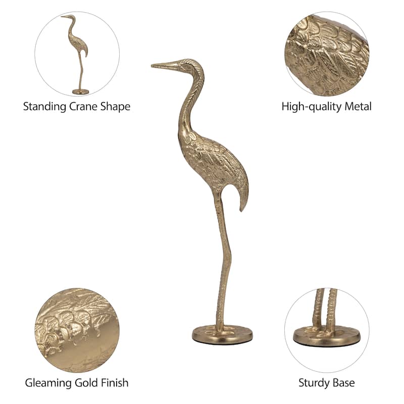 Sagebrook Home Elegant 24" Bronze Crane Figurine - 5" x 3" x 16"