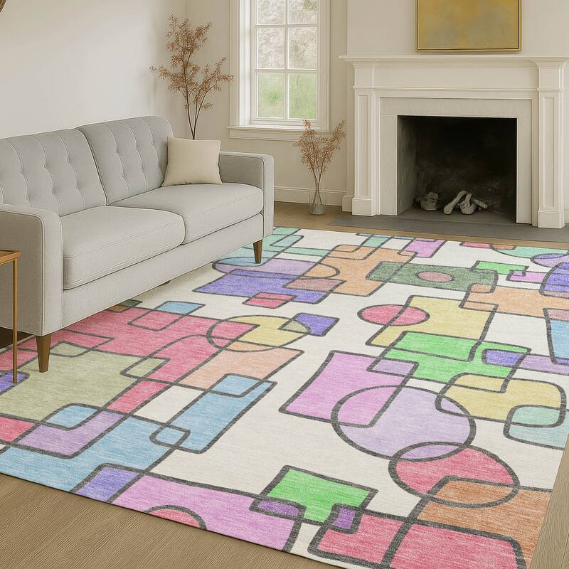 Machine Washable Indoor/ Outdoor Contemporary Prenner Chantille Rug