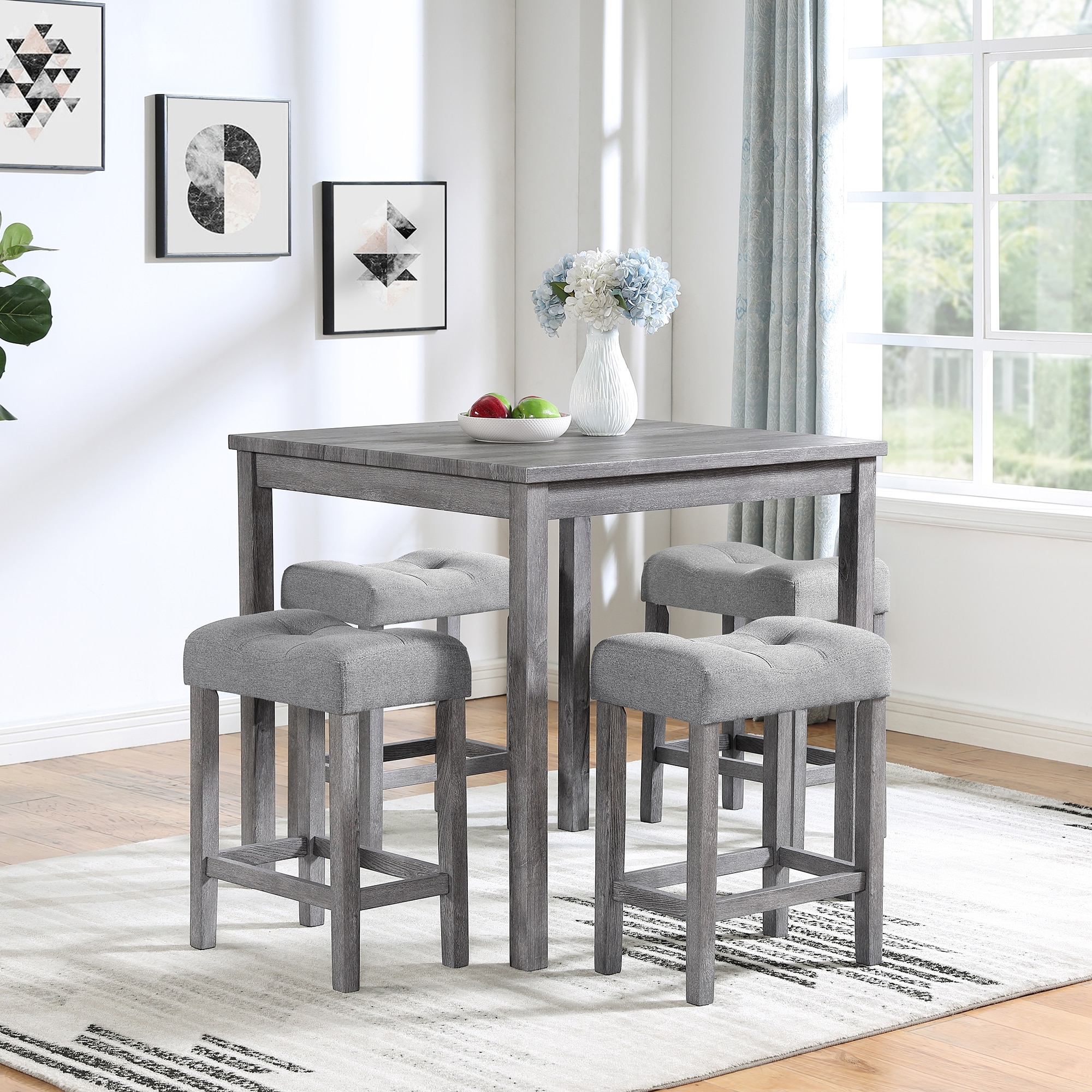 Dining Table, Bar Table and Chairs Set, 5 Piece Dining Table Set, Industrial Breakfast Table Set