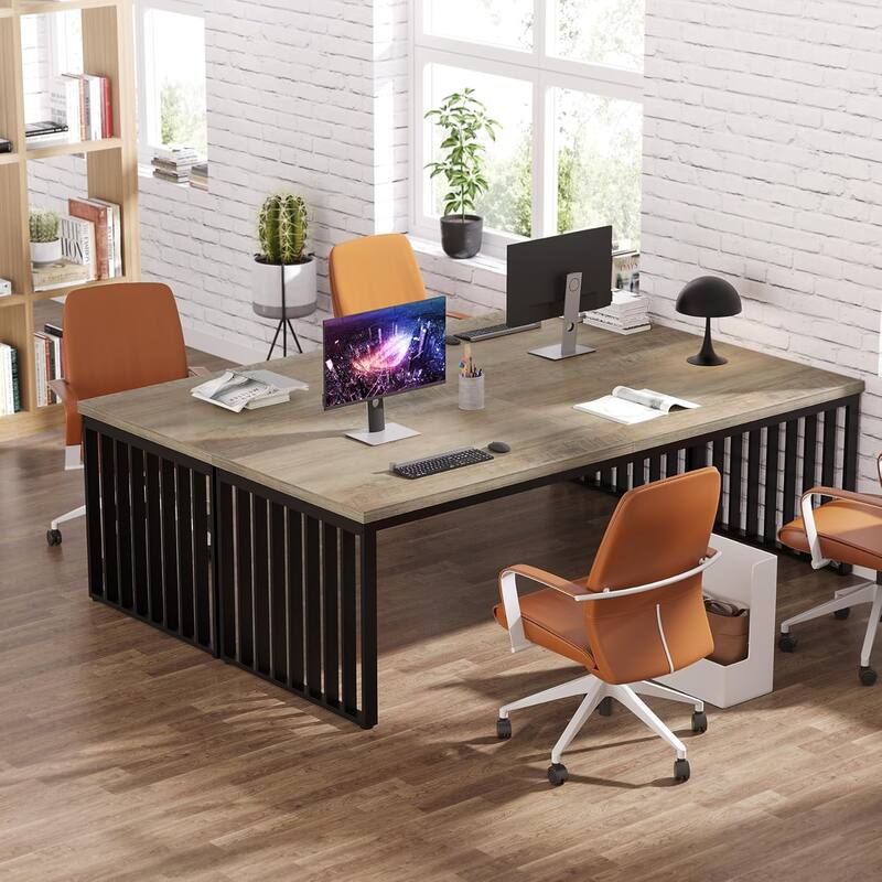 78.74" Extra Long Computer Desk, Double 2-Person Desk, Workstation Writing Study Table for Home Office
