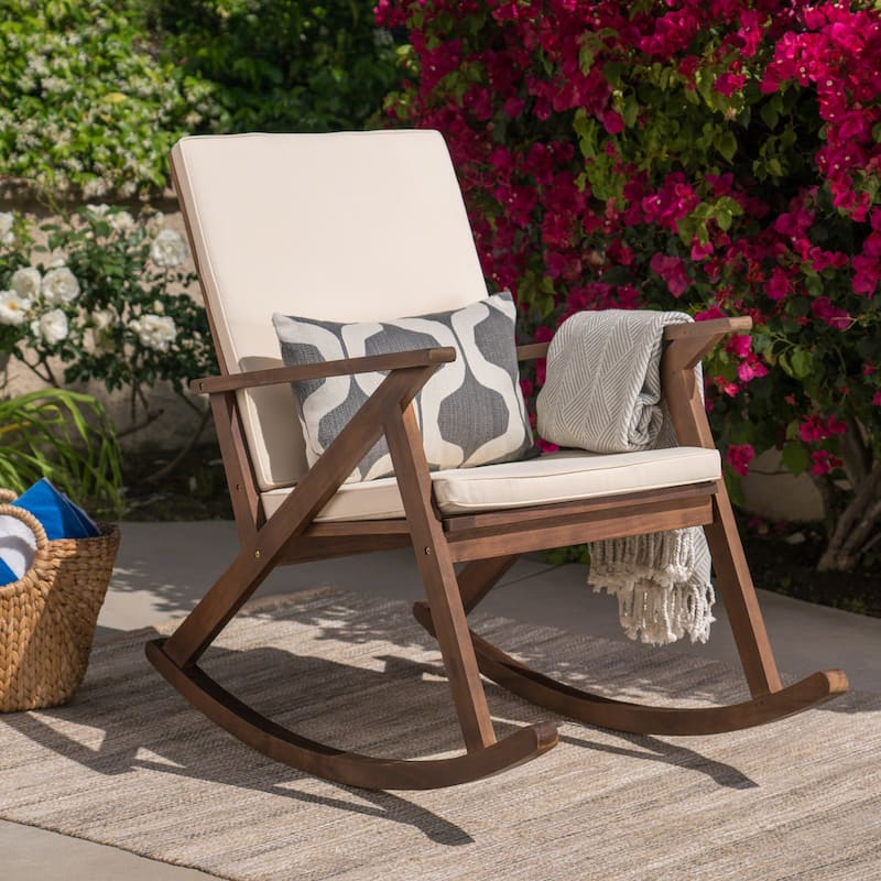 Outdoor Wooden Porch Rocker Chair for Garden, Backyard, Porch & Deck